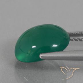 Agata Verde medio intenso naturale da 3.83 ct, Ovale, Traslucido
