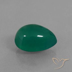 Agata Verde naturale da 2.54 ct, Forma a pera, Traslucido