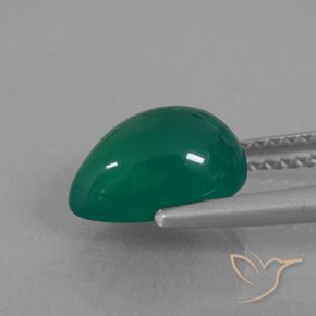 Agata Verde naturale da 2.54 ct, Forma a pera, Traslucido