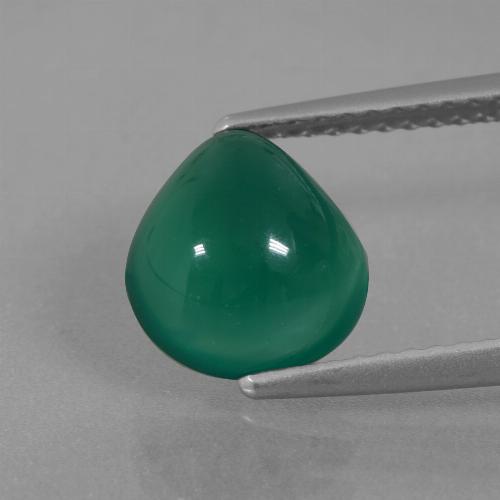 Agata Verde scuro medio naturale da 2.26 ct, Forma a pera, Traslucido