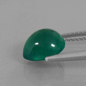Agata Verde scuro medio naturale da 2.26 ct, Forma a pera, Traslucido