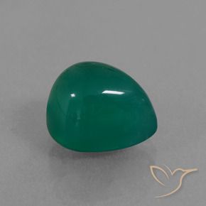 Agata Verde scuro medio naturale da 2.81 ct, Forma a pera, Traslucido