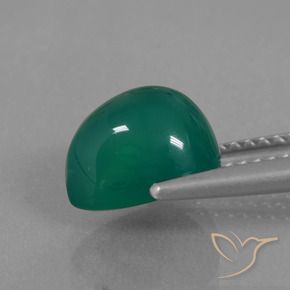 Agata Verde scuro medio naturale da 2.81 ct, Forma a pera, Traslucido