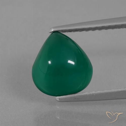 2.47ct Naturale Verde scuro medio Agata, Forma a pera, Traslucido