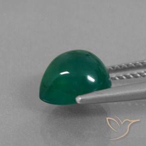 Agata Verde scuro medio naturale da 2.47 ct, Forma a pera, Traslucido