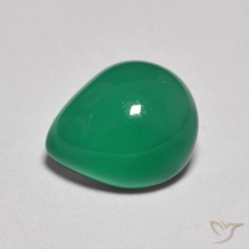 2.67ct Naturale Verde medio intenso Agata, Forma a pera, Traslucido