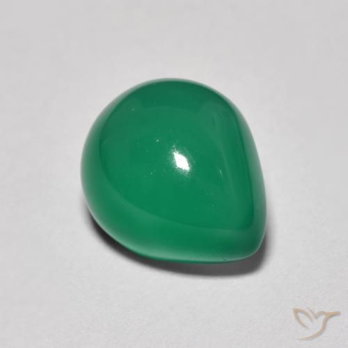 Agata Verde medio intenso naturale da 2.67 ct, Forma a pera, Traslucido