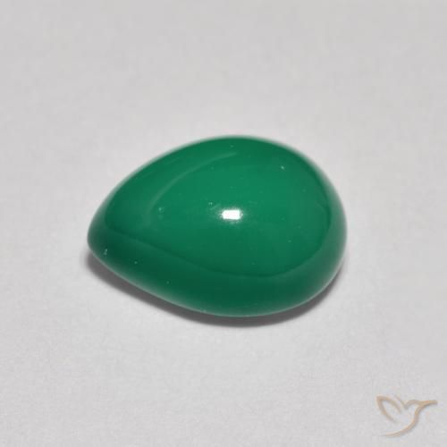 Agata Verde medio intenso naturale da 2.67 ct, Forma a pera, Traslucido