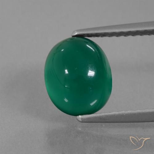 2.46ct Naturale Verde medio intenso Agata, Ovale, Traslucido