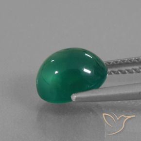 Agata Verde medio intenso naturale da 2.46 ct, Ovale, Traslucido