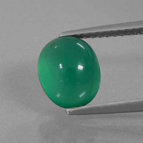 Agata naturale verde da 2,52 ct, taglio ovale, traslucido