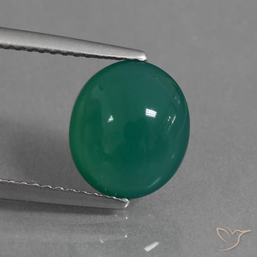 Agata Verde medio naturale da 2.64 ct, Ovale, Traslucido