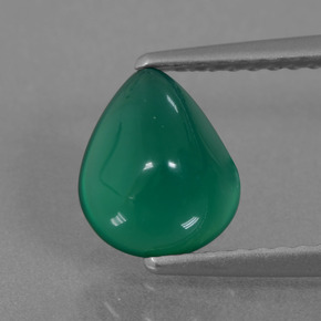 Agata naturale verde da 1,57 ct, taglio a pera, traslucido