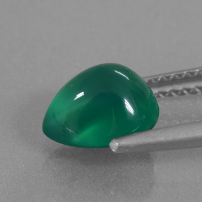 Agata naturale verde da 1,57 ct, taglio a pera, traslucido