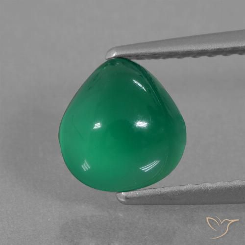 1.63ct Naturale Verde medio Agata, Forma a pera, Traslucido