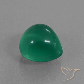 Agata Verde medio naturale da 1.63 ct, Forma a pera, Traslucido