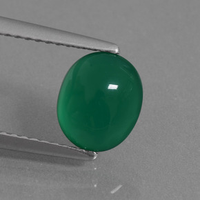 Agata naturale verde da 1,56 ct, taglio ovale, traslucido