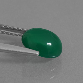 Agata naturale verde da 1,56 ct, taglio ovale, traslucido