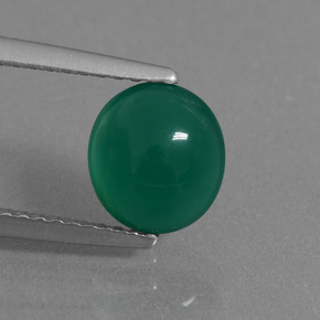 Agata naturale verde da 1,46 ct, taglio ovale, traslucido
