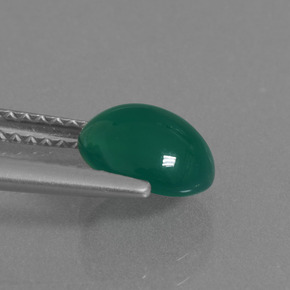 Agata naturale verde da 1,46 ct, taglio ovale, traslucido