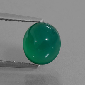 Agata naturale verde da 2,42 ct, taglio ovale, traslucido