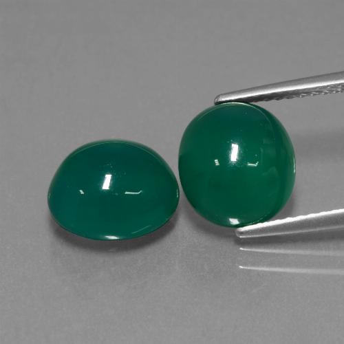 Gemme di Agata Verde naturale da 7.02 ct, Taglio ovale, Traslucido