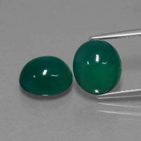 Gemme di Agata Verde scuro medio naturale da 6.51 ct, Taglio ovale, Traslucido