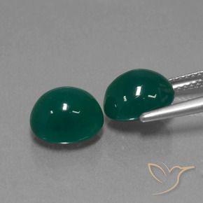 Gemme di Agata Verde naturale da 6.35 ct, Taglio ovale, Traslucido