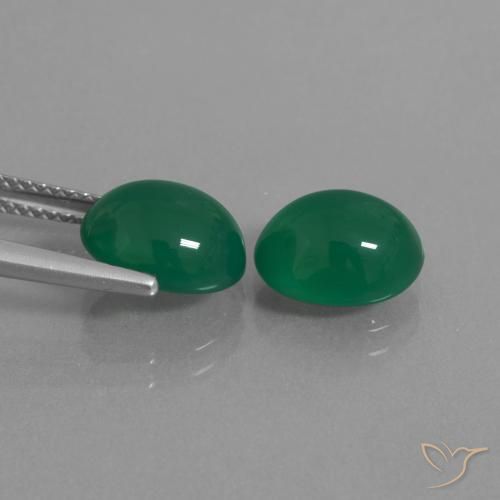 Agata naturale verde da 5,83 ct, taglio ovale, traslucido