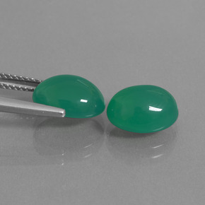 Agata naturale verde da 6,35 ct, taglio ovale, traslucido