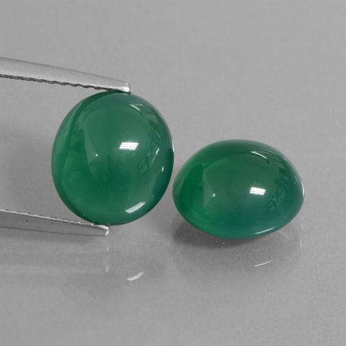 Agata naturale verde da 6,42 ct, taglio ovale, traslucido