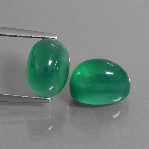 Agata naturale verde da 7,42 ct, taglio ovale, traslucido
