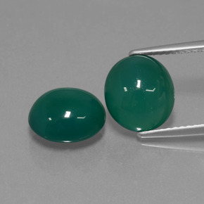 Gemme di Agata Verde freddo naturale da 6.36 ct, Taglio ovale, Traslucido