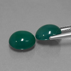 Gemme di Agata Verde freddo naturale da 6.36 ct, Taglio ovale, Traslucido