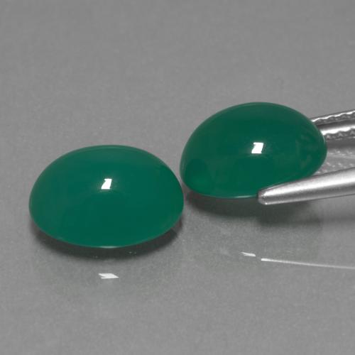 Agata naturale verde da 6,14 ct, taglio ovale, traslucido