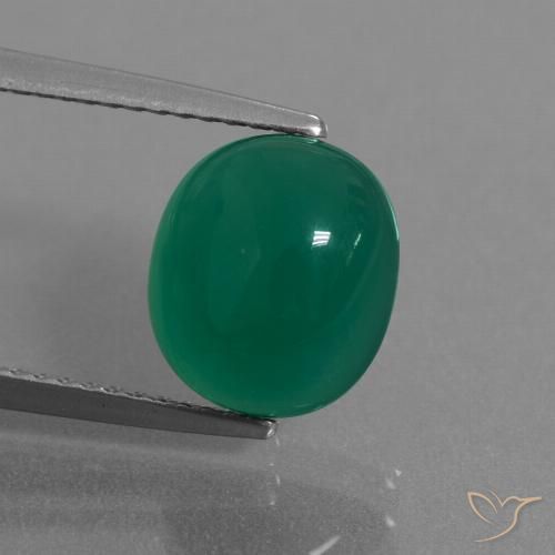 3.48ct Naturale Verde medio intenso Agata, Ovale, Traslucido