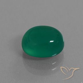 Agata Verde medio intenso naturale da 3.48 ct, Ovale, Traslucido