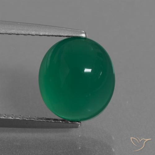 3.20ct Naturale Verde foresta Agata, Ovale, Traslucido
