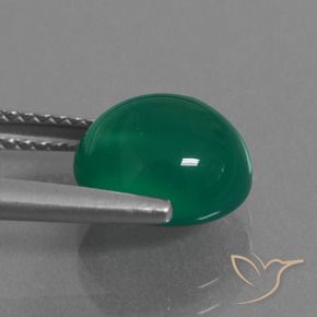 Agata Verde foresta naturale da 3.20 ct, Ovale, Traslucido