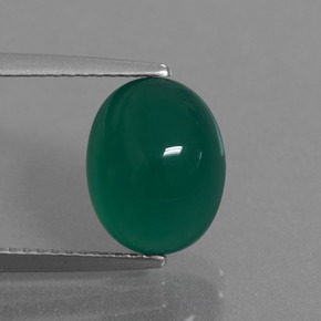 Agata Verde scuro naturale da 3.82 ct, Taglio ovale, Traslucido