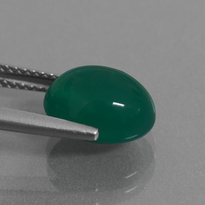 Agata Verde scuro naturale da 3.82 ct, Taglio ovale, Traslucido