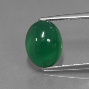 Agata naturale verde da 3,82 ct, taglio ovale, traslucido