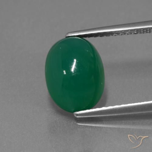3.49ct Naturale Verde medio intenso Agata, Ovale, Traslucido