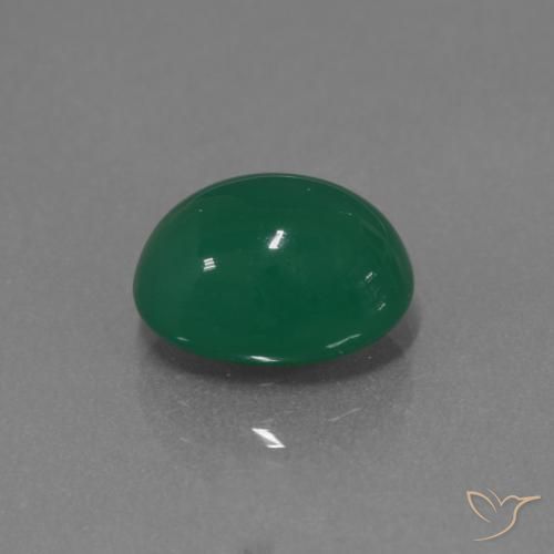 Agata Verde medio intenso naturale da 3.49 ct, Ovale, Traslucido