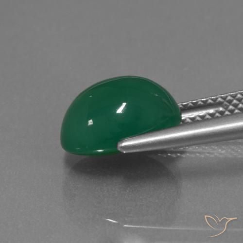 Agata Verde medio intenso naturale da 3.49 ct, Ovale, Traslucido