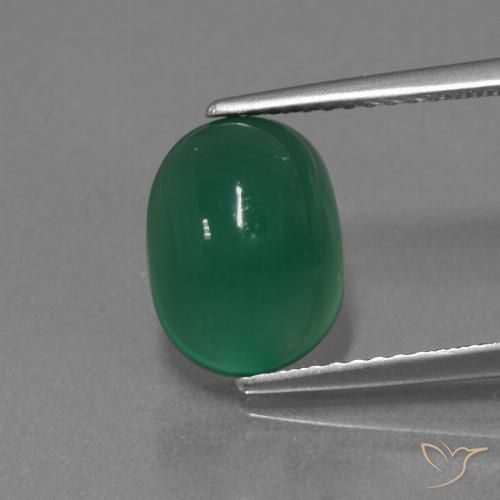 3.11ct Naturale Verde foresta Agata, Ovale, Traslucido