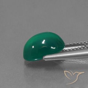 Agata naturale verde da 2,97 ct, taglio ovale, traslucido