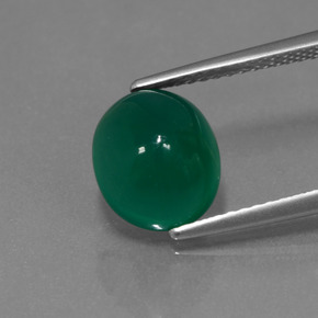 Agata naturale verde da 2,81 ct, taglio ovale, traslucido