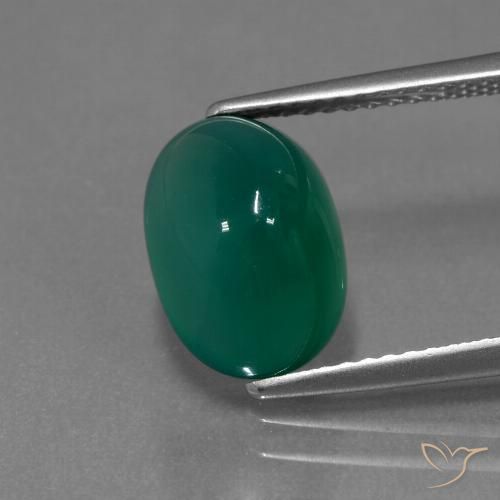 3.39ct Naturale Verde scuro Agata, Ovale, Traslucido