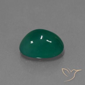 Agata Verde scuro naturale da 3.39 ct, Ovale, Traslucido